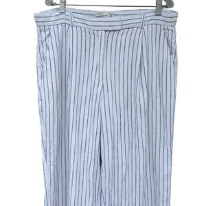 Abercrombie & Fitch Linen White Sloan Pant Blue Pin Stripe - Size 33/16 Short